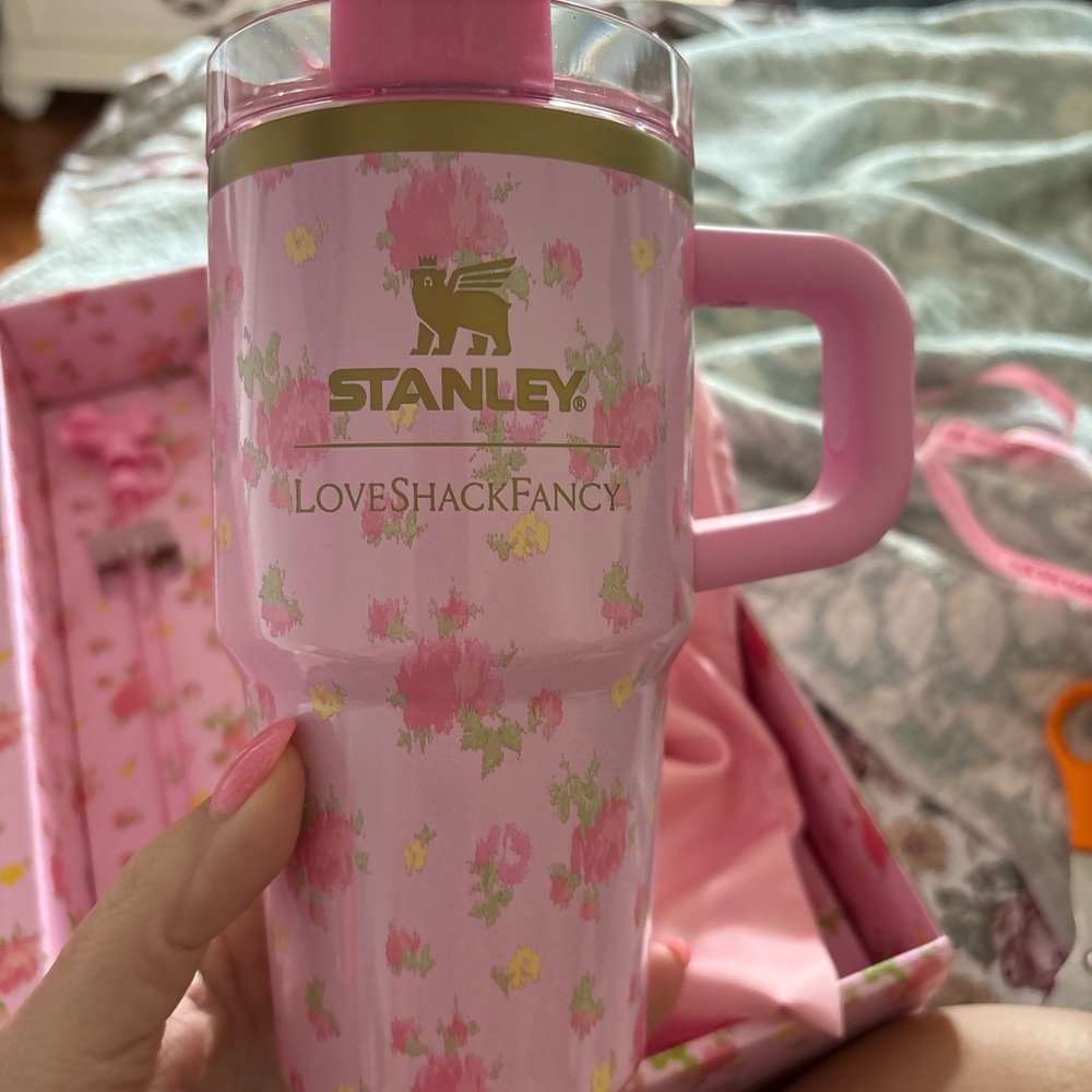 Stanley Pink Floral Tumbler with Handle